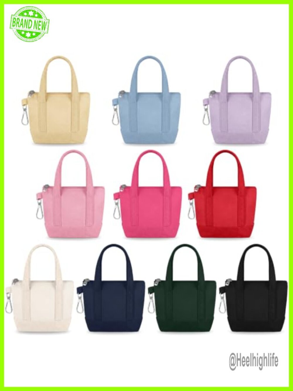 10 Pcs Mini Canvas Tote Keychain Pouch with Zipper Women Gift